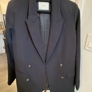 Aritzia Wilfred Navy Double-Breasted Blazer